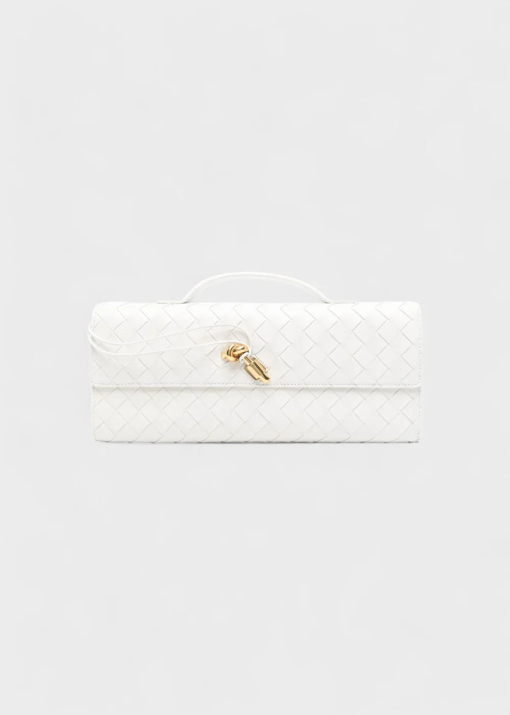 ADELINE petit sac à main en cuir tréssé blanc de luxe avec boucle élégante or