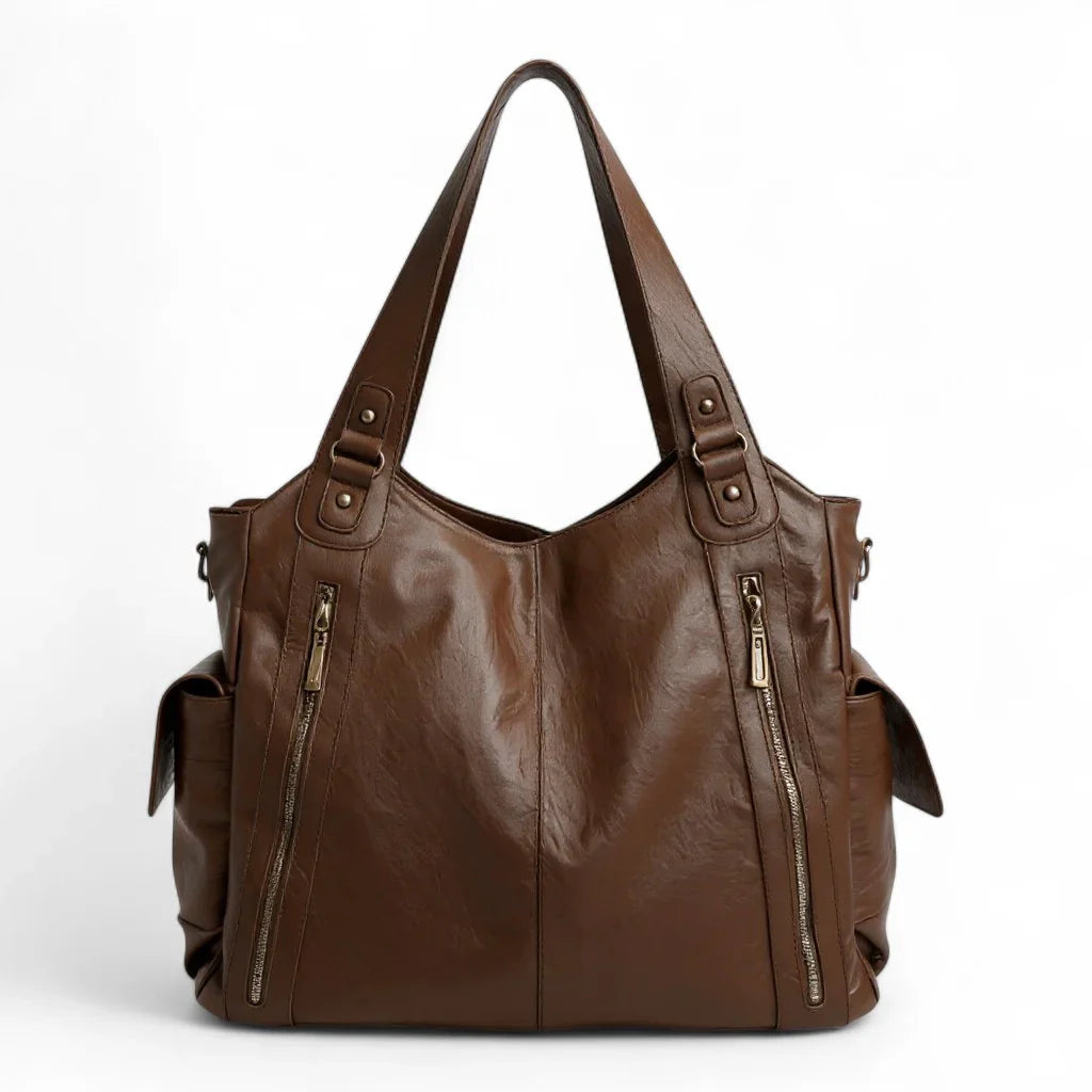 Sac Alba XL, grand sac à main cuir vegan spacieux et élégant, format 40 x 15 x 35 cm, parfait pour ordinateur portable 16 pouces et documents A4.