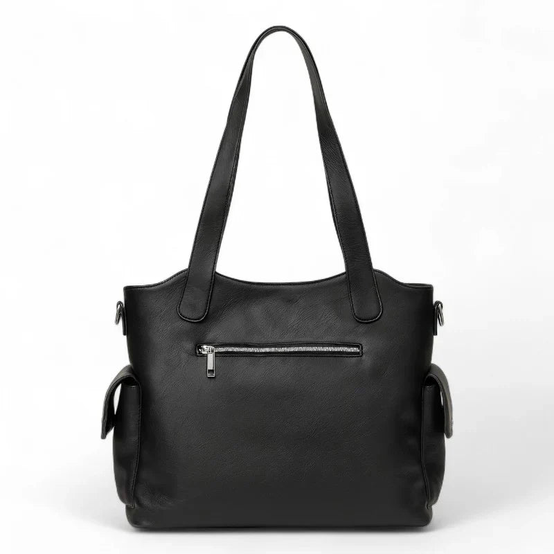 Sac Alba XL, grand sac à main cuir vegan spacieux et élégant, format 40 x 15 x 35 cm, parfait pour ordinateur portable 16 pouces et documents A4.