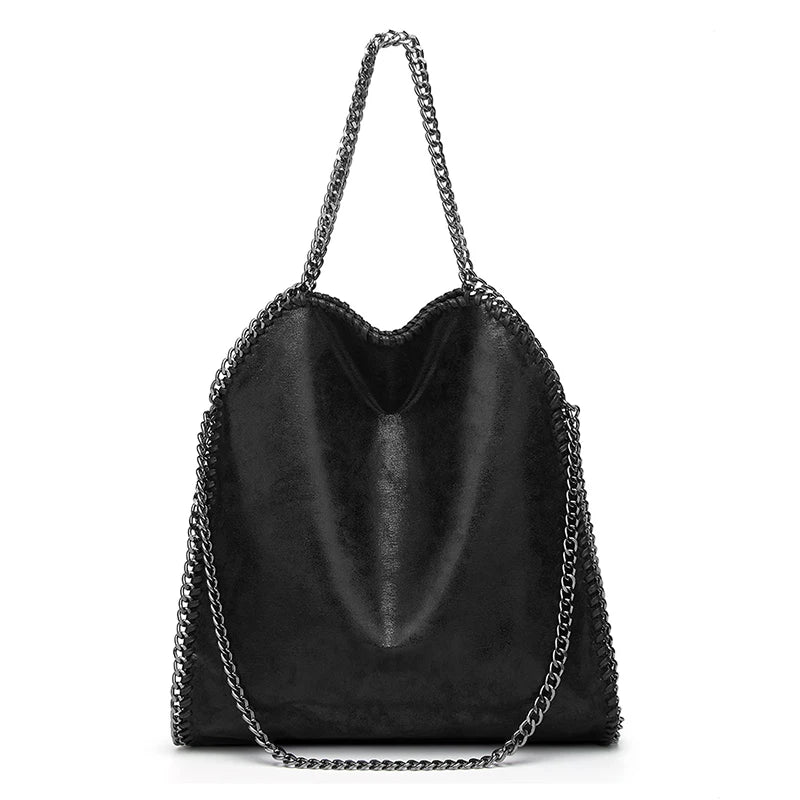 sac a main en cuir souple avec bandoulière à chaîne noir