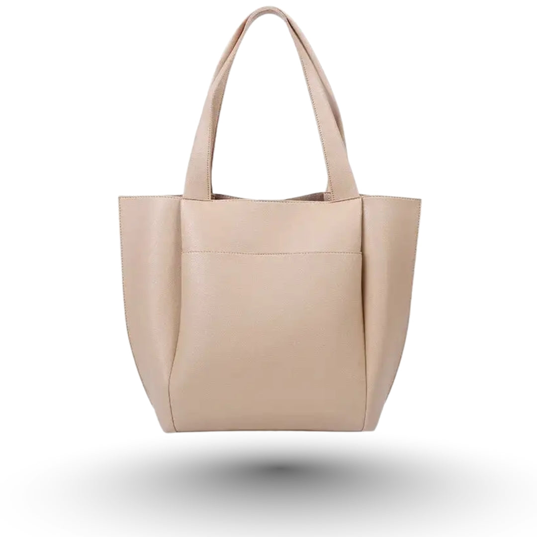 AURELIA – Grand sac à main de cours en cuir souple beige, pratique et élégant.