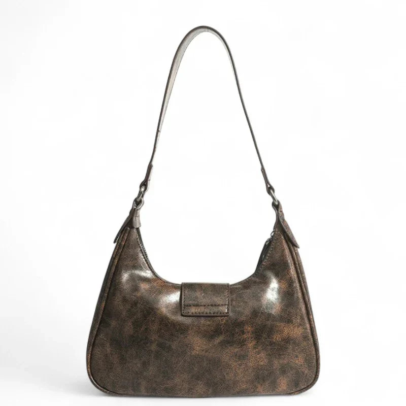 Sac AVELINA - Petit sac à main chic en cuir vintage café, style rétro, parfait pour transporter vos essentiels avec élégance