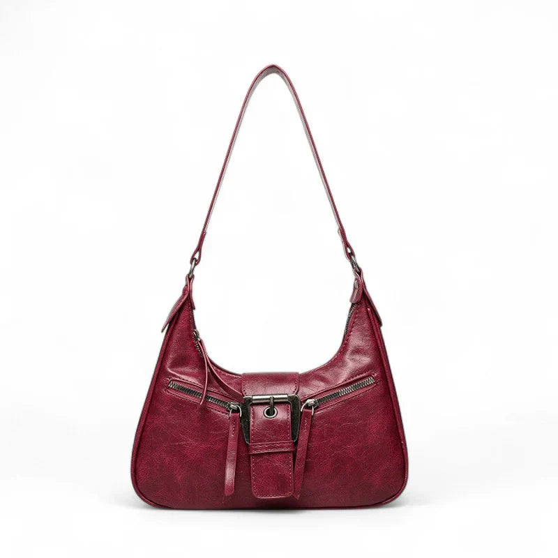 Sac AVELINA - Petit sac à main chic en cuir vintage rouge, style rétro, parfait pour transporter vos essentiels avec élégance