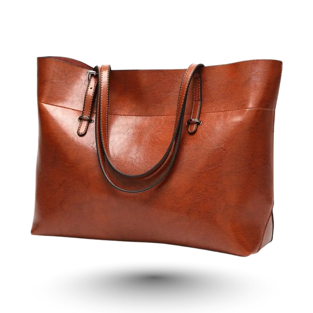 AYLA – Sac à main cuir lisse camel, tendance et fonctionnel, parfait pour ordinateur portable