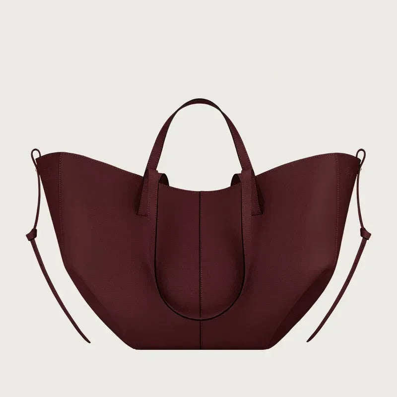 BELLA - Grand Sac à main Cabas Cuir Grainé bordeaux