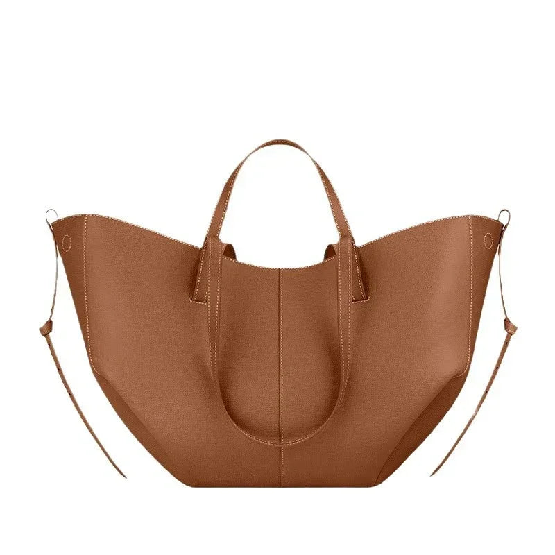 BELLA - Grand Sac à main Cabas Cuir Grainé camel