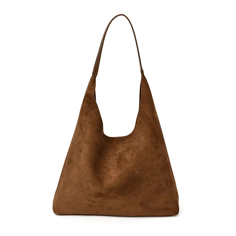 CECILIA - Sac à main cabas fourre-tout en daim camel, élégant et spacieux pour cours, travail et sorties.