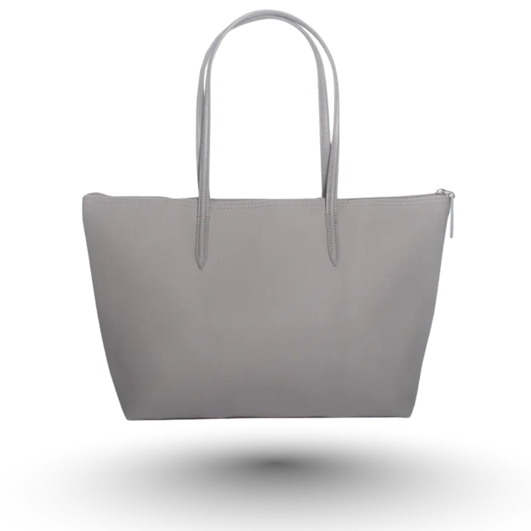 CELIA – Grand sac à main de cours avec anse en cuir gris, élégant et robuste.