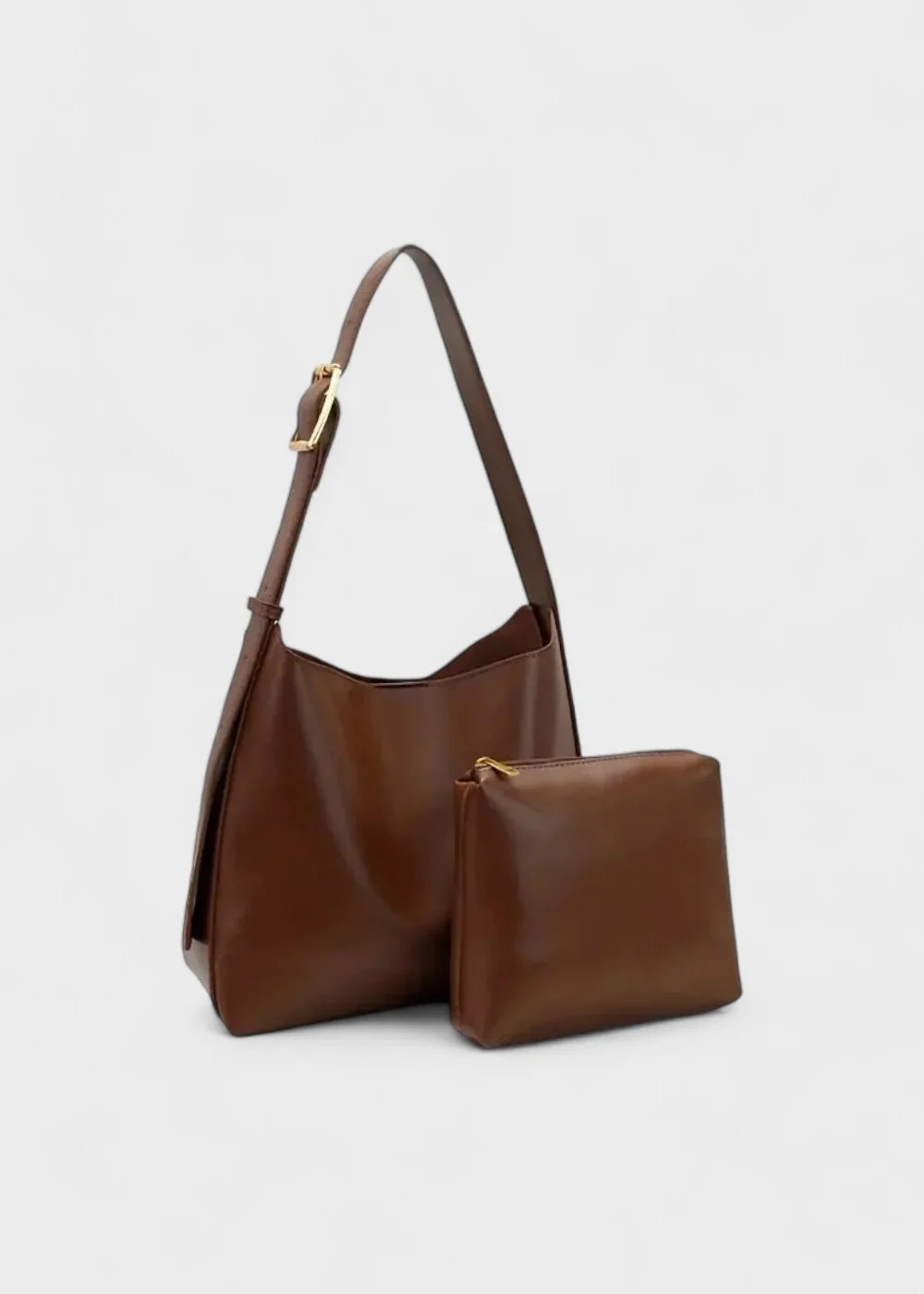 CLARISSE grand sac à main cabas en cuir marron avec bandoulière chic et fonctionnelle