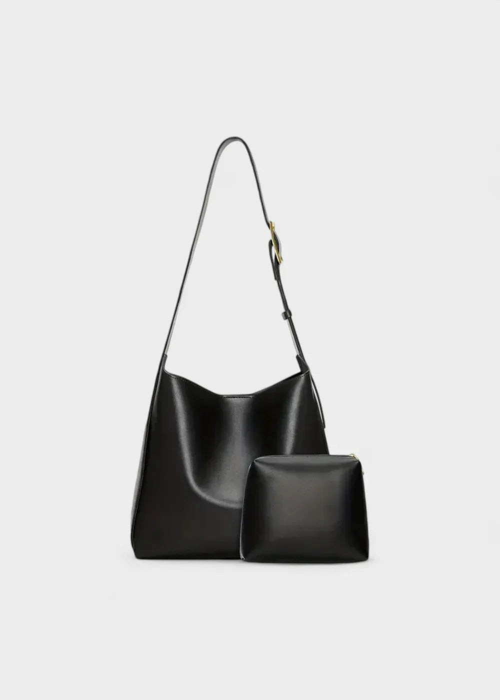CLARISSE grand sac à main cabas en cuir noir avec bandoulière chic et fonctionnelle