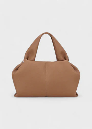 DINA sac à main bandoulière en cuir marron souple élégant et pratique pour femme moderne