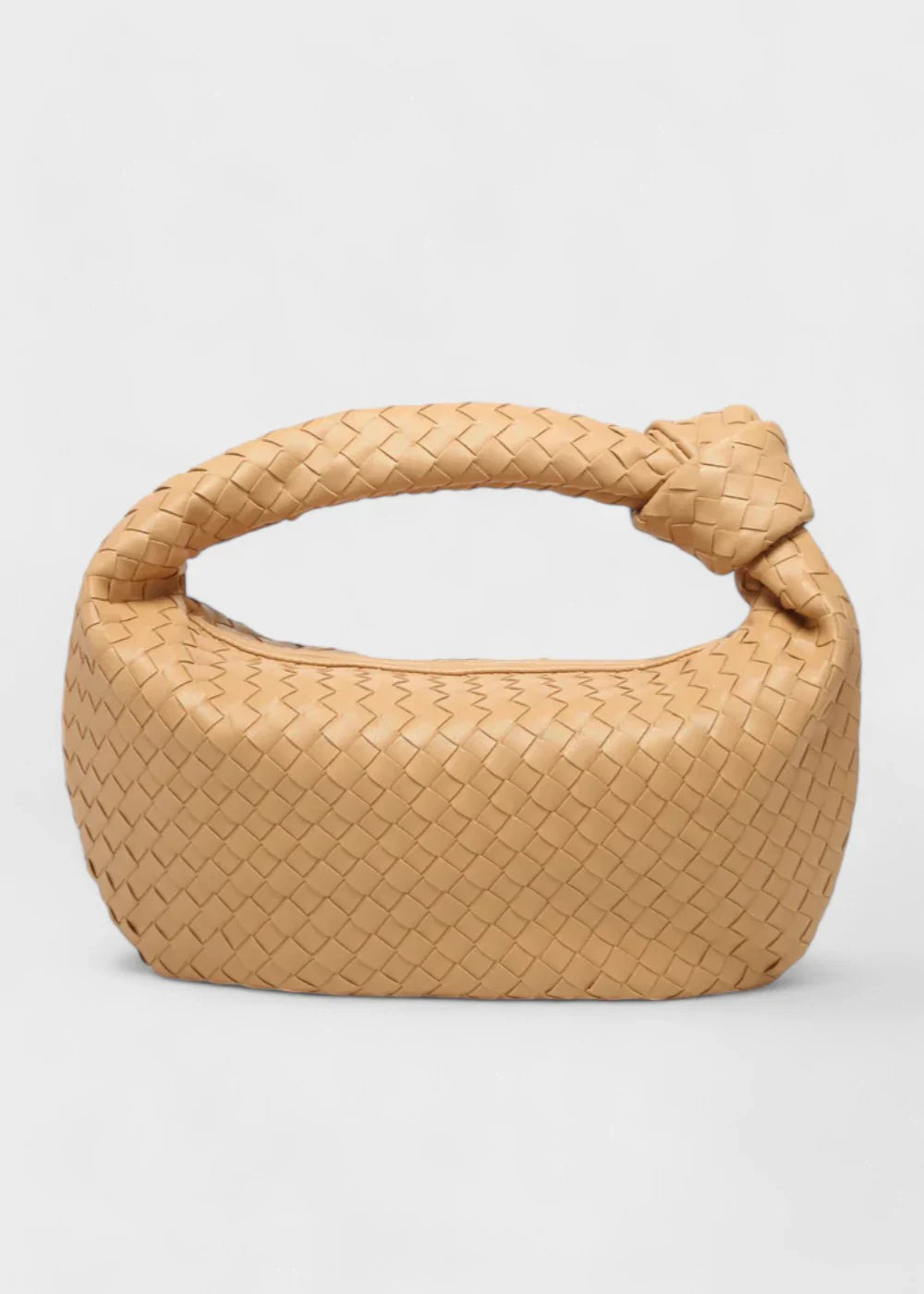 Sac cuir tressé demi lune jaune élégant pour femme, design chic et pratique, parfait pour un usage quotidien ou une sortie sophistiquée.
