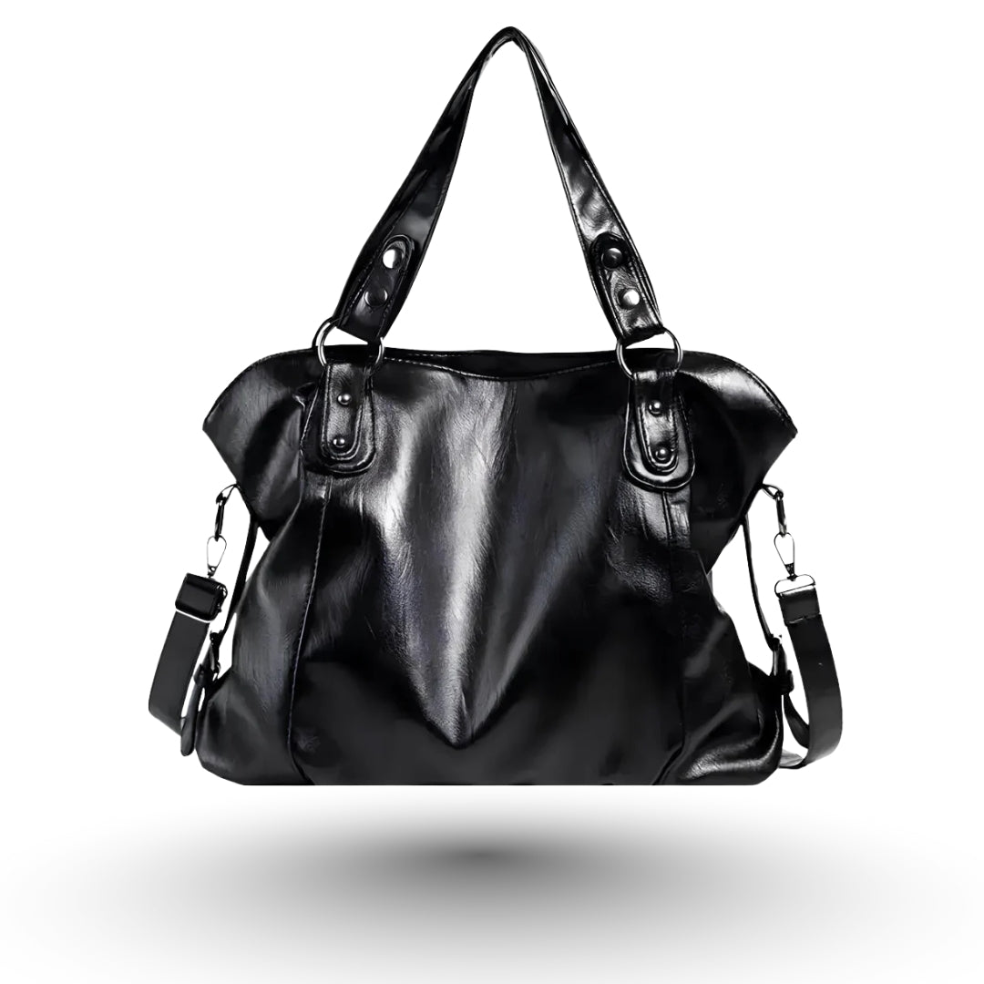 Élora – Sac à main de cours en cuir noir  design raffiné et fonctionnel pour étudiantes et professionnelles.