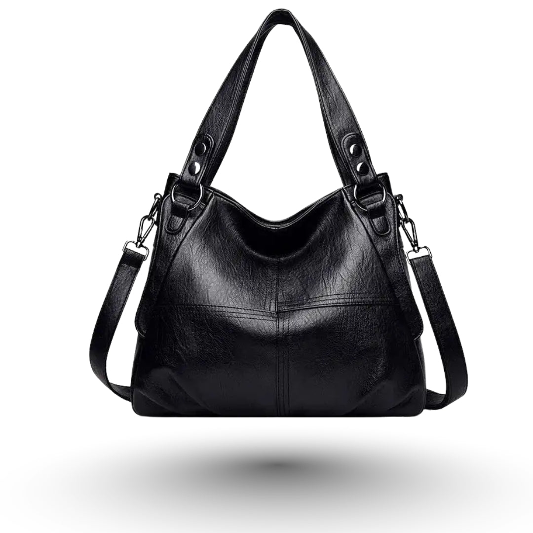 ELOWEN – Sac à main de cours en cuir noir avec bandoulière, pratique et élégant.