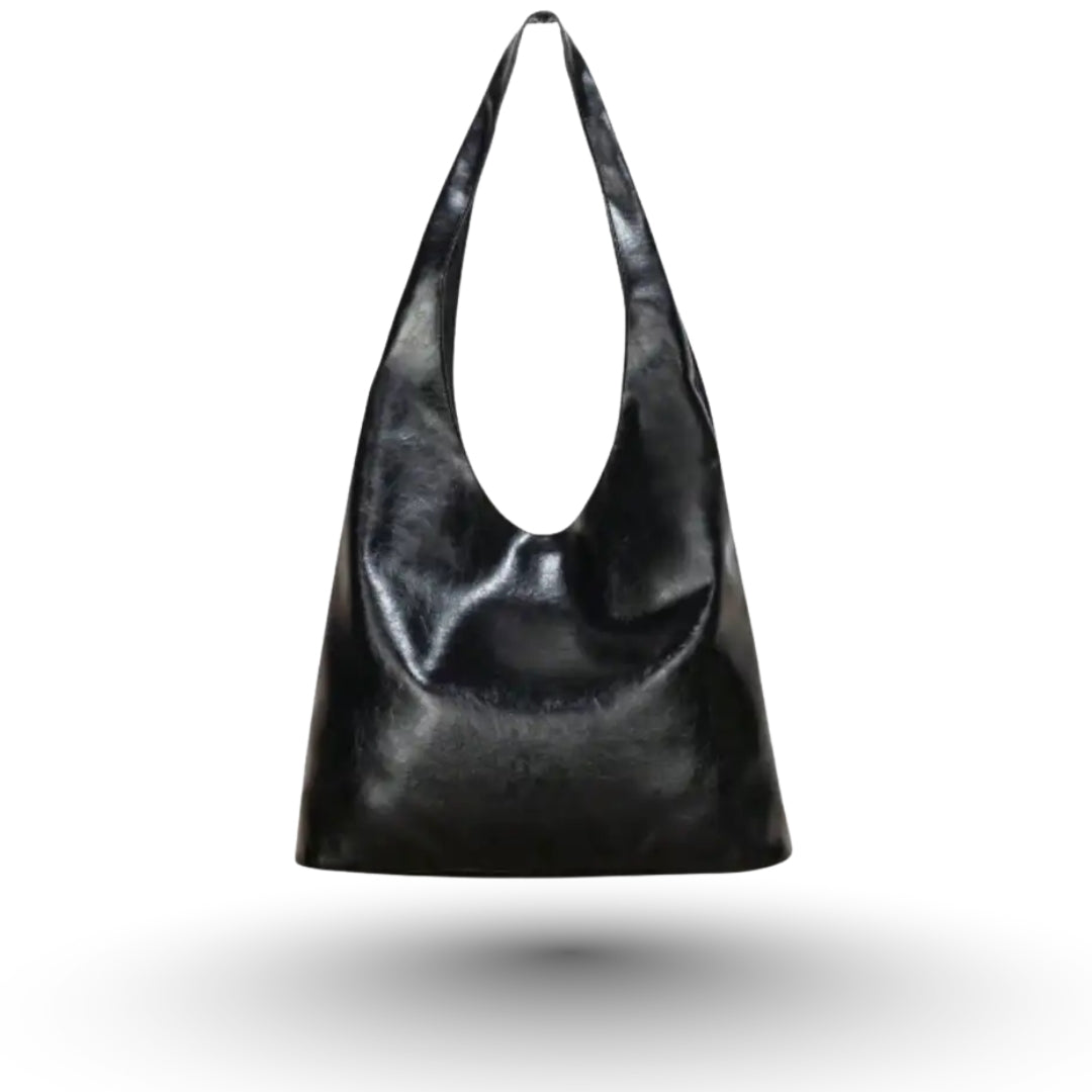 ELYA – Sac à main de cours fourre-tout en cuir souple noir, chic et spacieux.