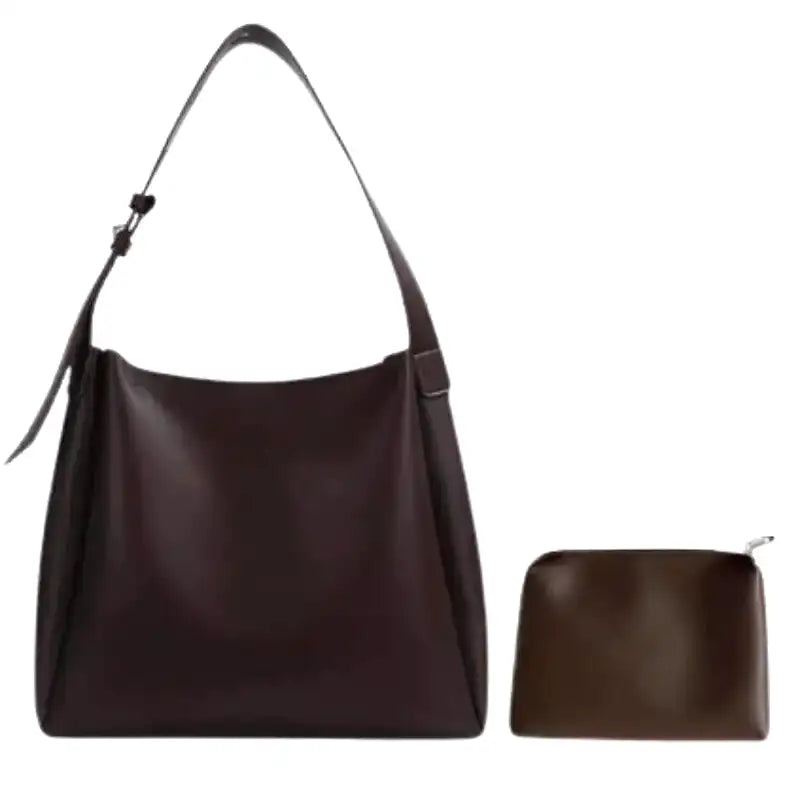 Sac à main FENZA en cuir cafe avec grande capacité et pochette, élégant et pratique pour transporter ordinateur, dossiers et essentiels au quotidien