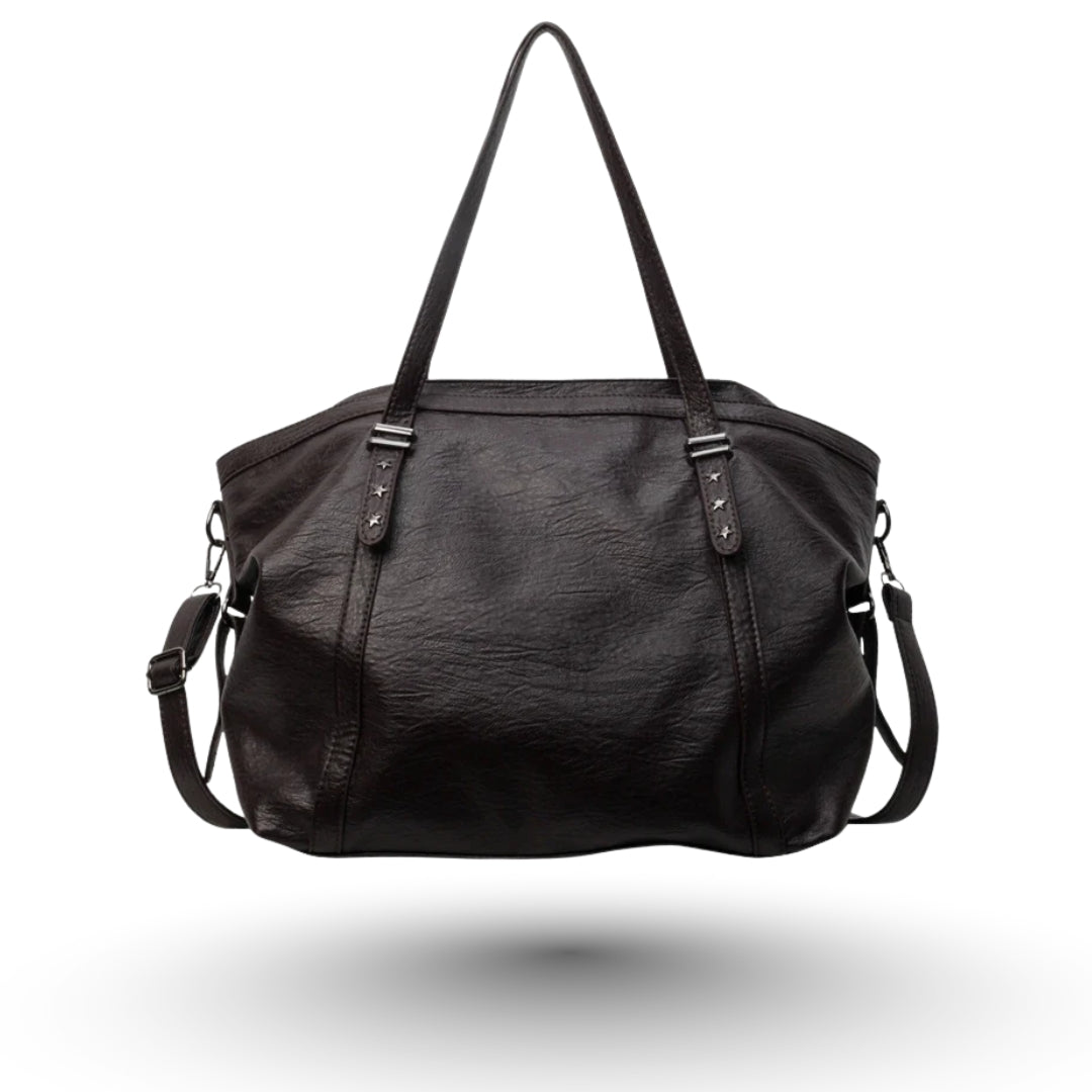 GAIA – Grand sac à main de cours en cuir bordeaux, chic et spacieux.