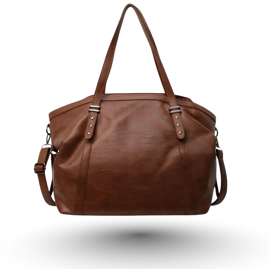 GAIA – Grand sac à main de cours en cuir marron, chic et spacieux.