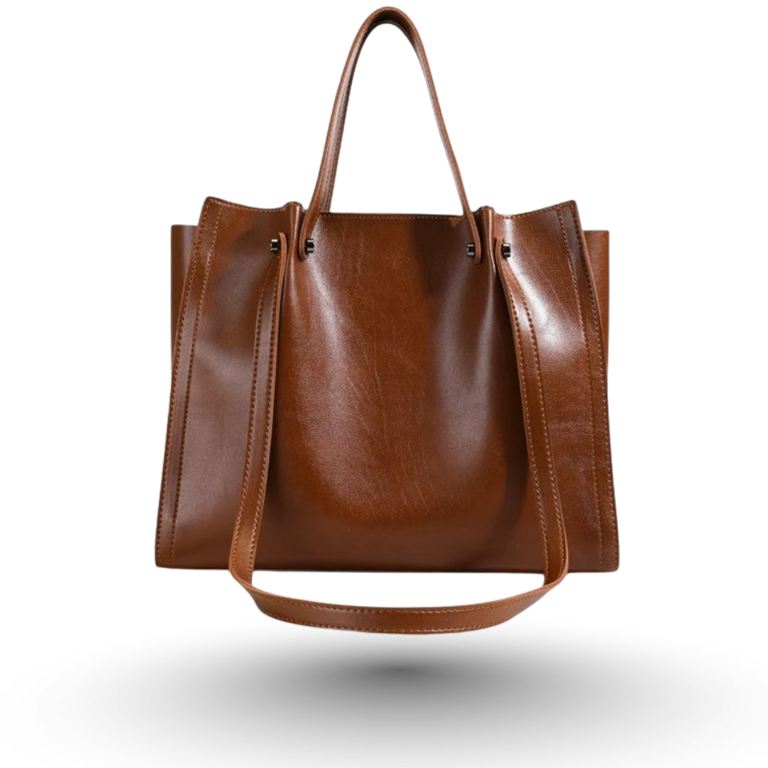HELIANA – Sac de cours style de luxe en cuir camel, raffiné et pratique.