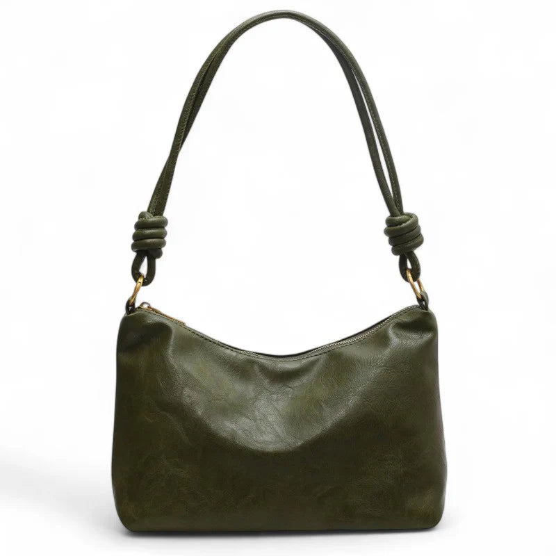 Sac à main femme ISA en cuir souple vert élégant, spacieux et chic, parfait pour transporter ordinateur, cahiers et essentiels avec style et confort au quotidien.