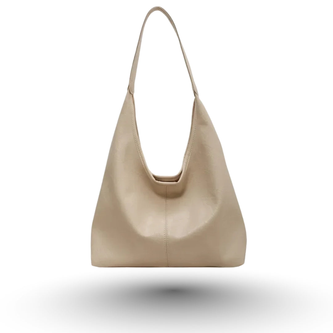 JENNA – Grand sac à main fourre-tout en cuir chic beige, élégant et fonctionnel.