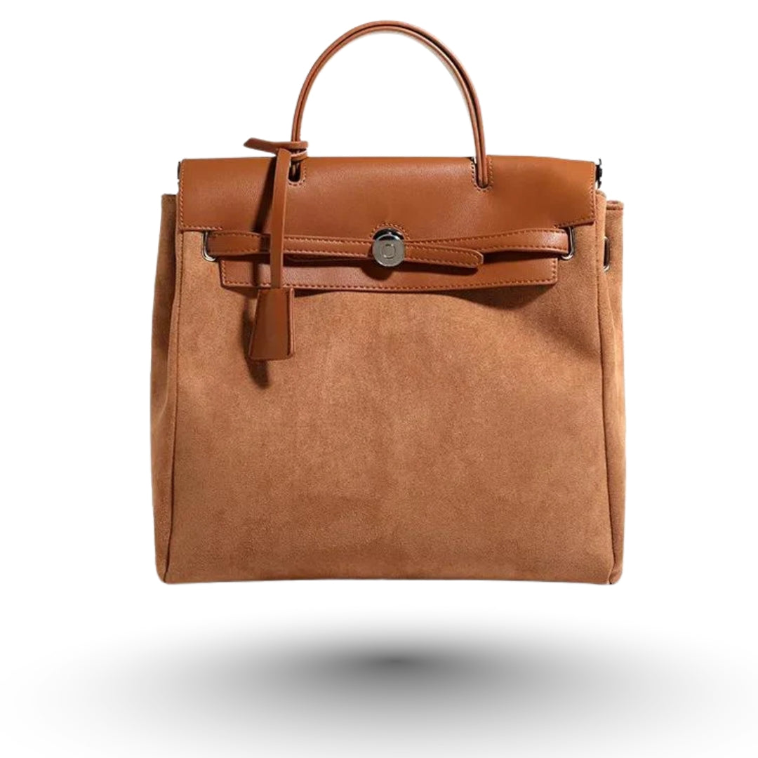 JESSICA – Sac de cours vintage à bandoulière en cuir camel, spacieux et élégant, parfait pour étudiantes et actives.