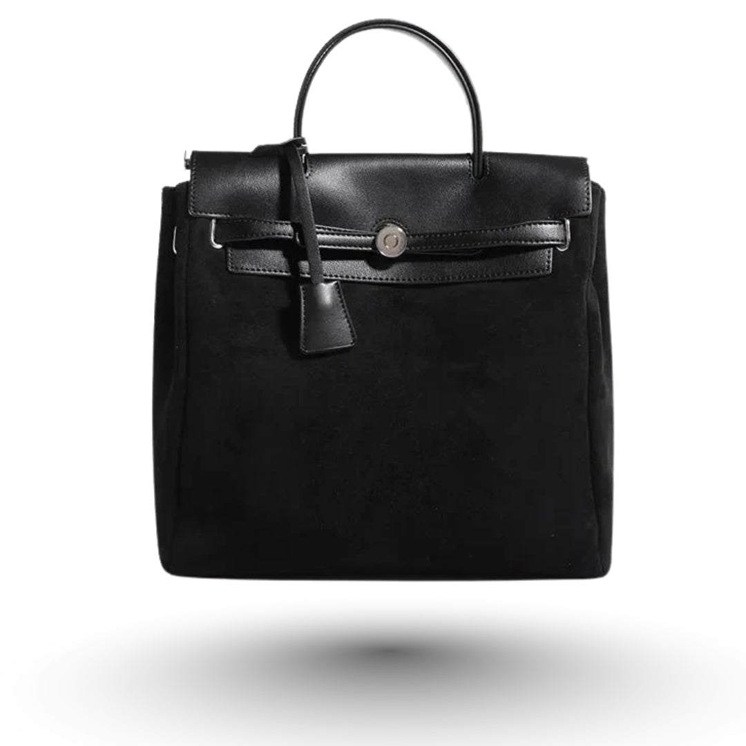 JESSICA – Sac à main de cours vintage à bandoulière en cuir noir, chic et pratique, idéal pour ordinateur, cahiers et style rétro.