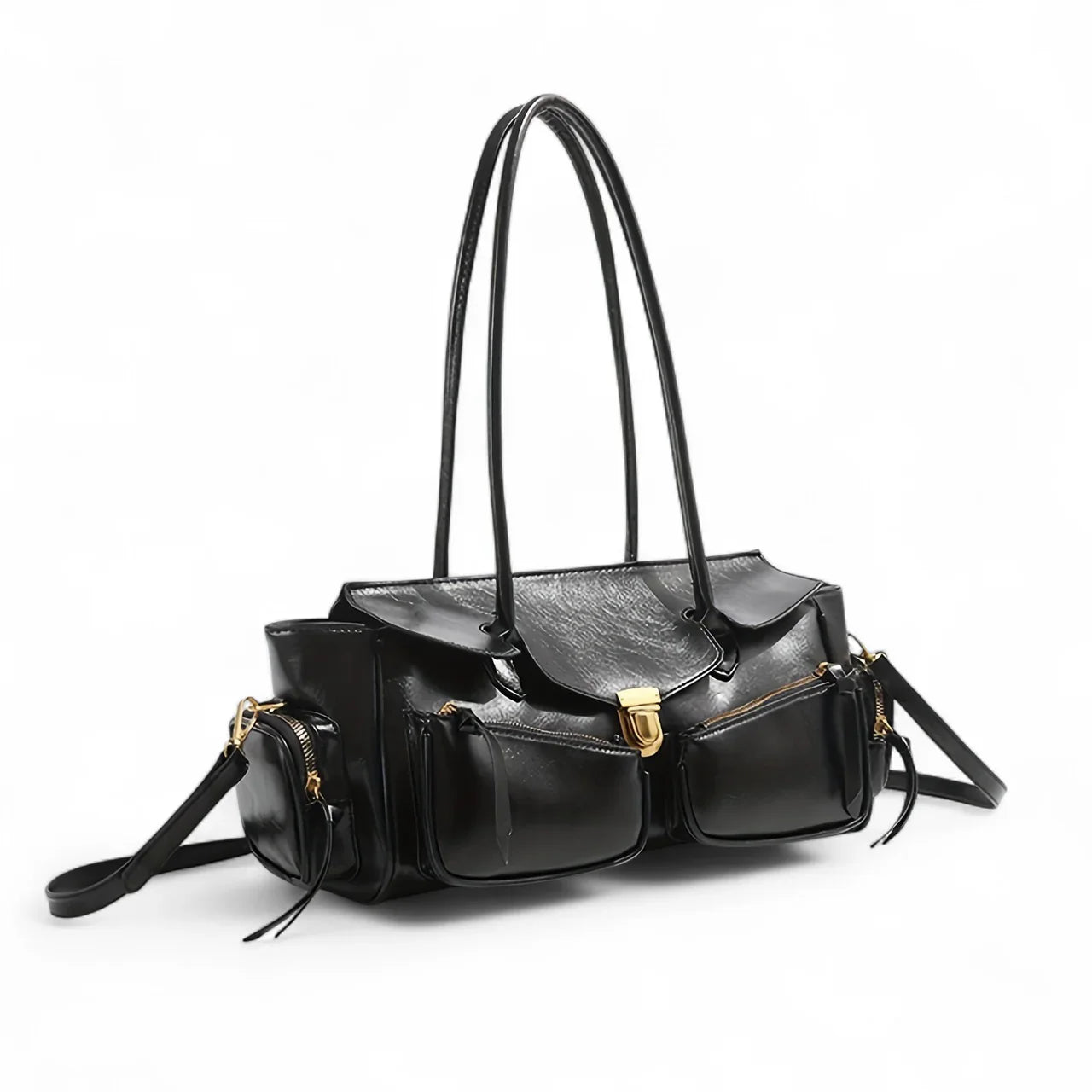 Sac à main Jila en cuir, spacieux et structuré, idéal pour transporter téléphone, portefeuille et accessoires avec style et praticité.