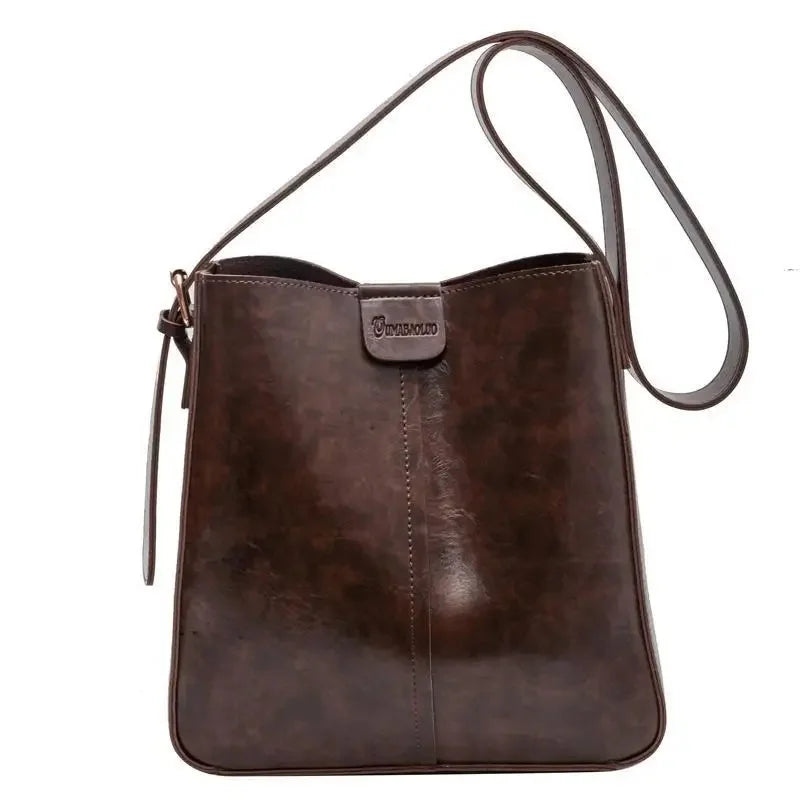 JOCYA - Sac à Main Cabas en Cuir Rigide café