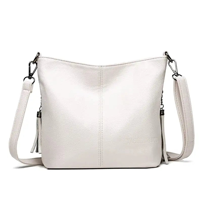 sac KAREN sac à main bandoulière en cuir blanc rigide élégant pour femme, compartiments organisés, poches pratiques et bandoulière réglable pour style et confort