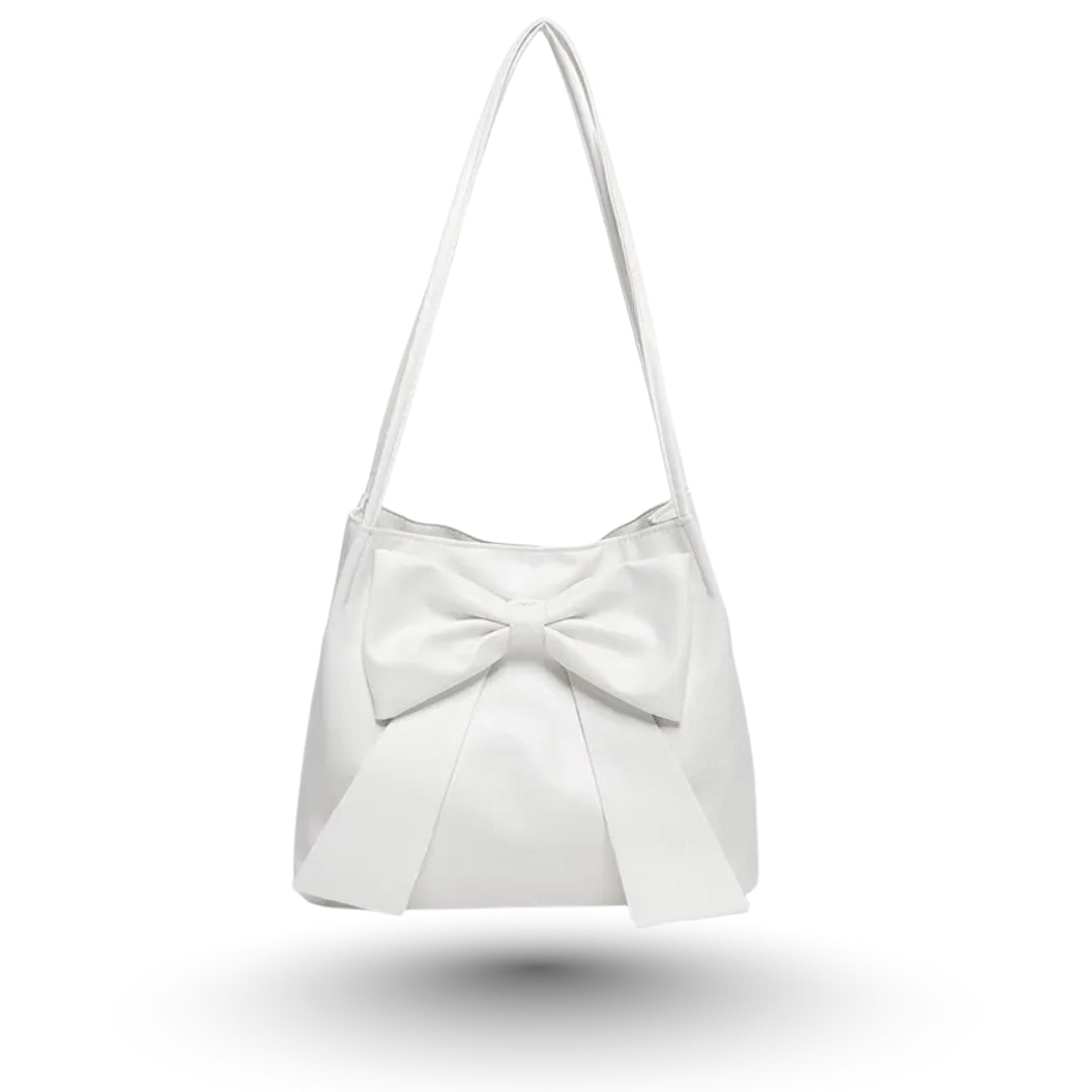 KARY – Sac léger blanc avec nœud féminin, élégant et pratique pour vos cours et sorties.