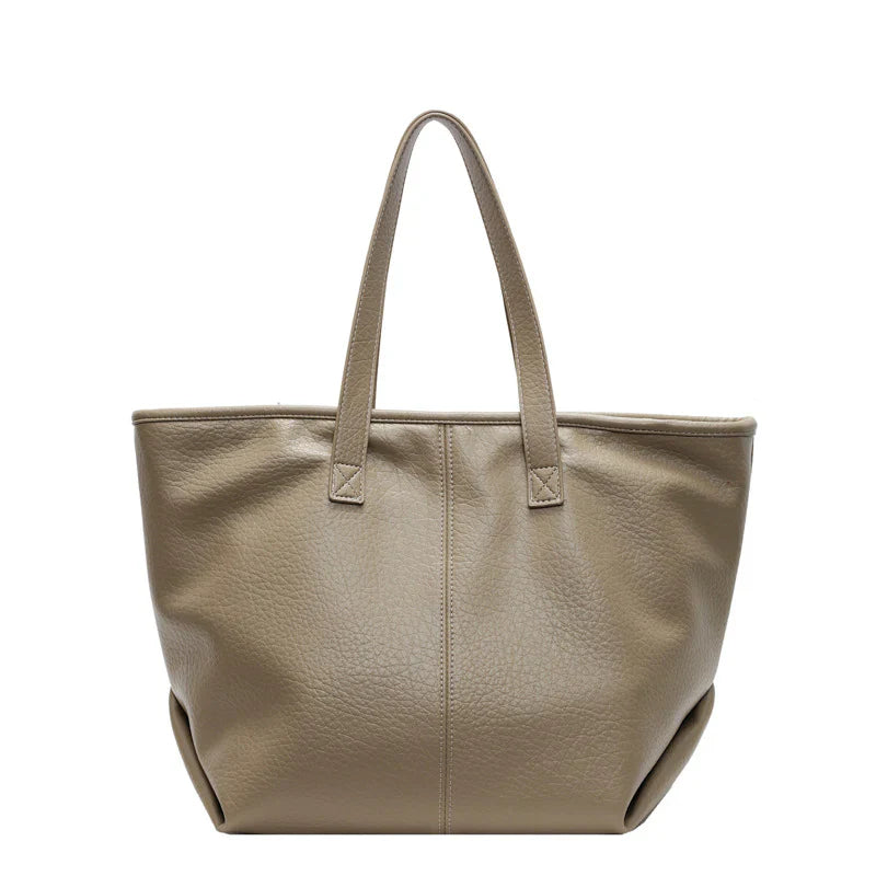 Sac à main KIM en cuir kaki, moderne et pratique, grand sac tote bag avec intérieur spacieux et finitions soignées, parfait pour le quotidien et le travail.