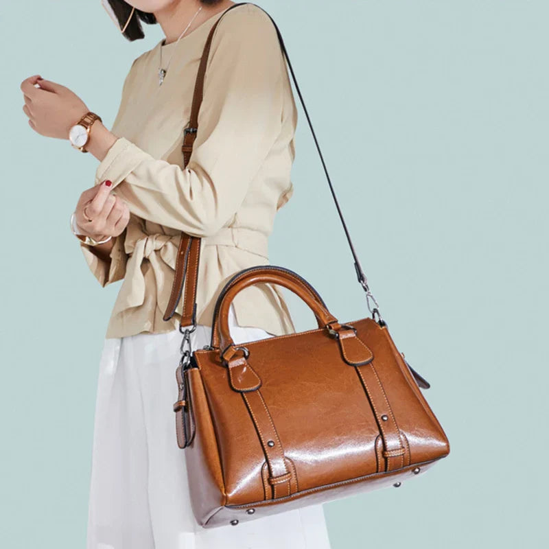 sac LIDYA sac à main cuir marron élégant pour femme, compact et organisé avec compartiments pour téléphone portefeuille clés, bandoulière réglable