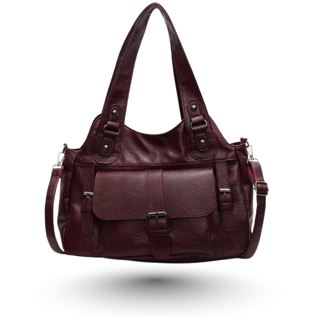LOLA – Sac vintage bordeaux élégant, spacieux et fonctionnel au quotidien.
