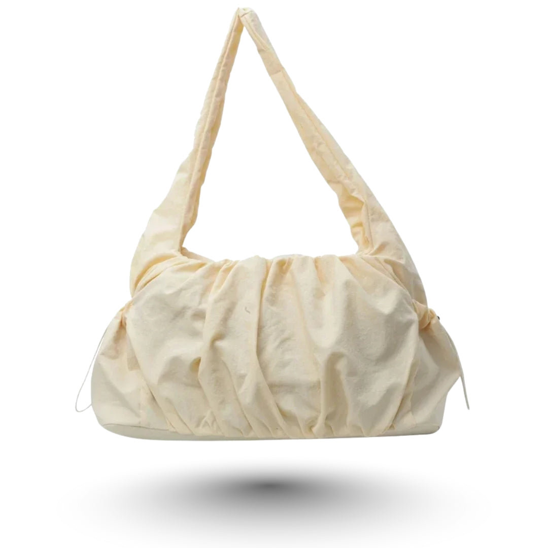 LOUISA – Sac à main beige en tissu avec fermeture éclair, léger et pratique pour le quotidien.