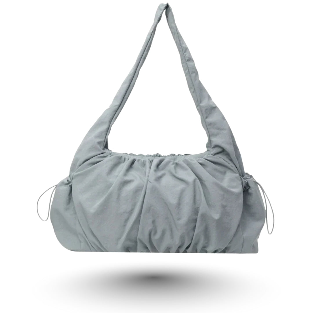 LOUISA – Sac à main bleu en tissu avec fermeture éclair, léger et pratique pour le quotidien.