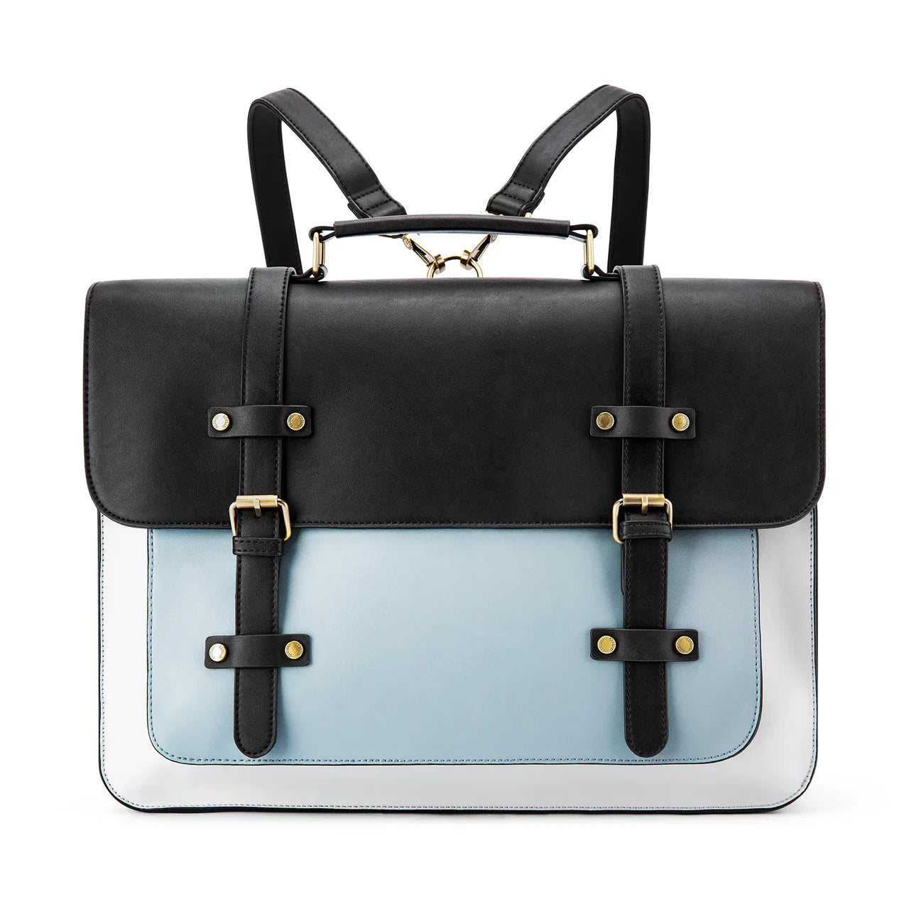 Grand sac à main Louise en cuir bleu, spacieux et structuré, idéal pour transporter ordinateur, dossiers et effets personnels avec style.