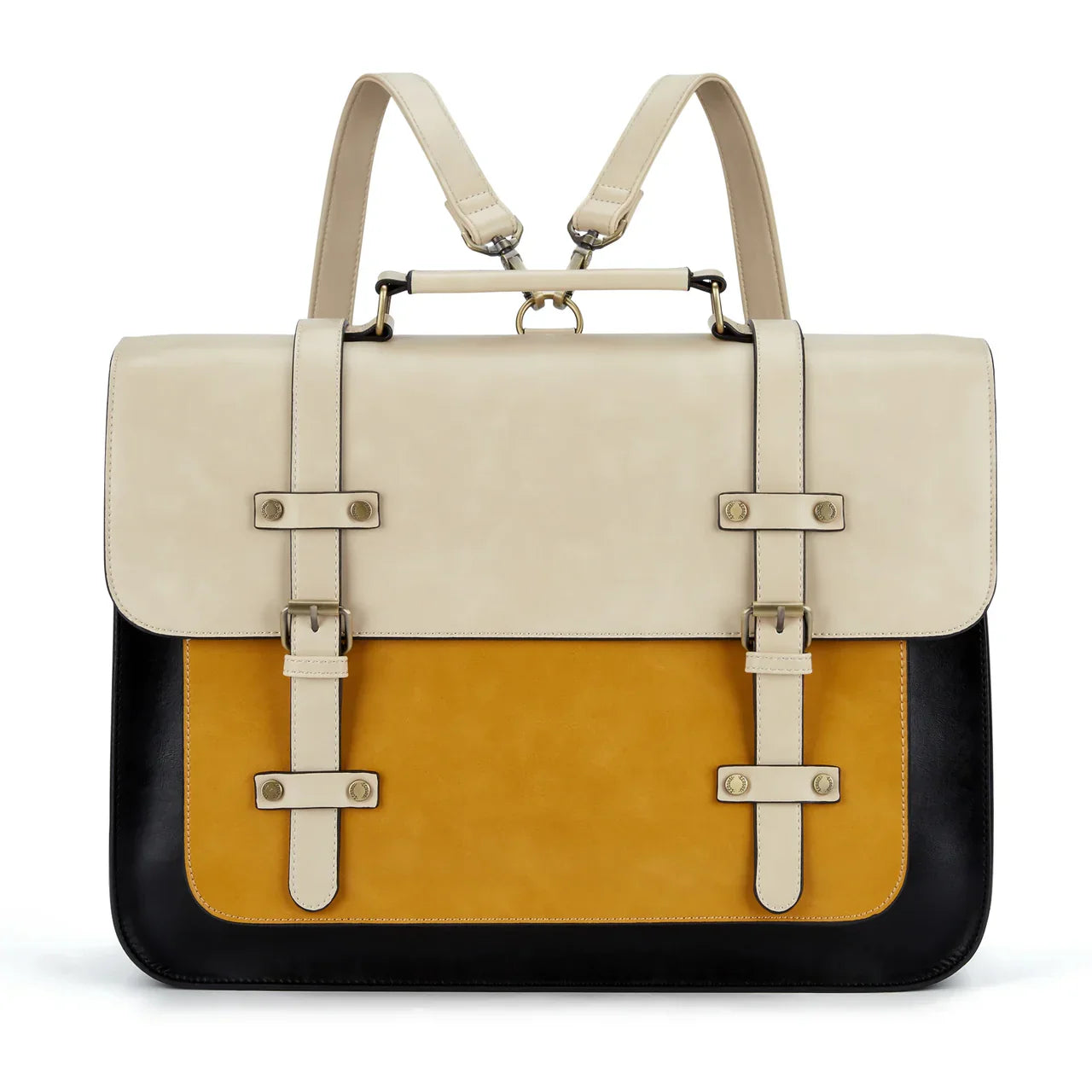 Grand sac à main Louise en cuir, noir, spacieux et structuré, idéal pour transporter ordinateur, dossiers et effets personnels avec style.