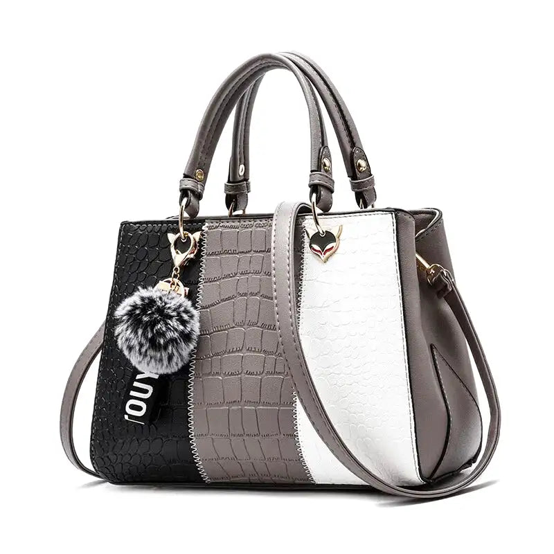 sac MARTINA sac à main bandoulière en cuir croco gris élégant pour femme, compartiments organisés, poches pratiques et bandoulière réglable pour style et confort