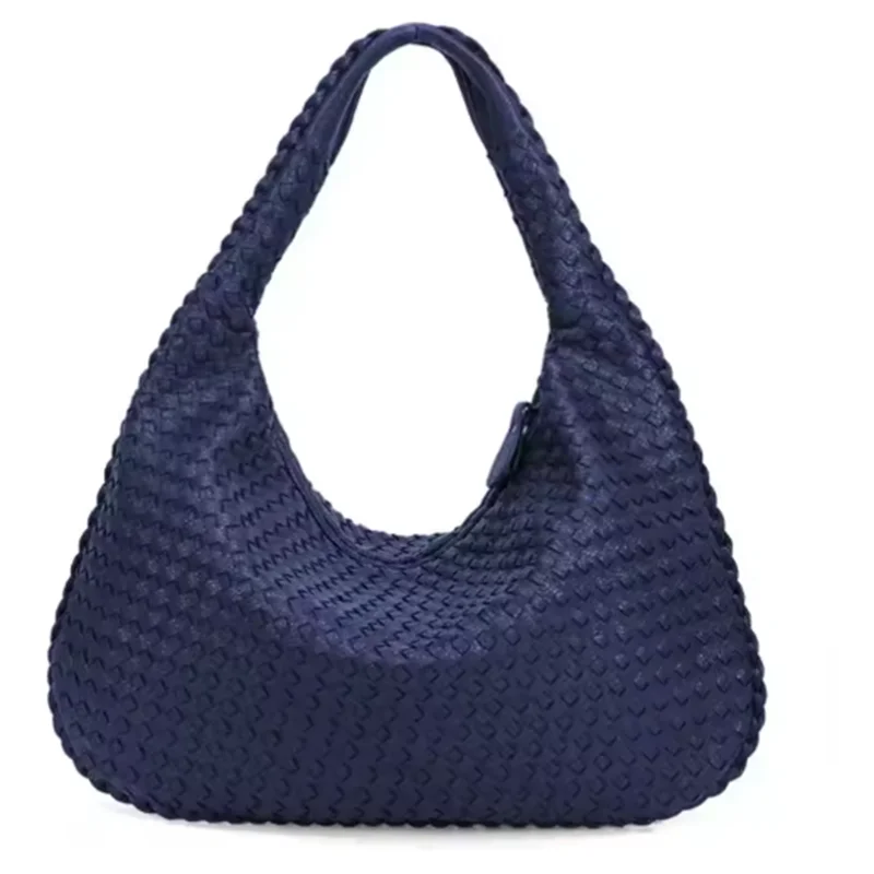 MAYA  Grand Sac Cuir tressé femmebleu