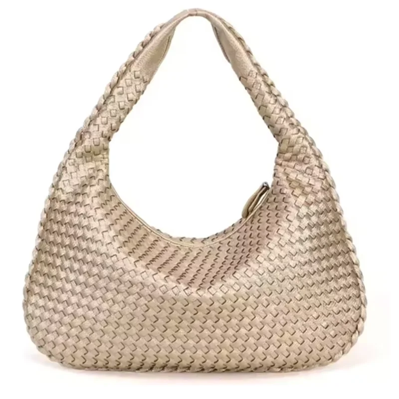 MAYA  Grand Sac Cuir tressé femme gold