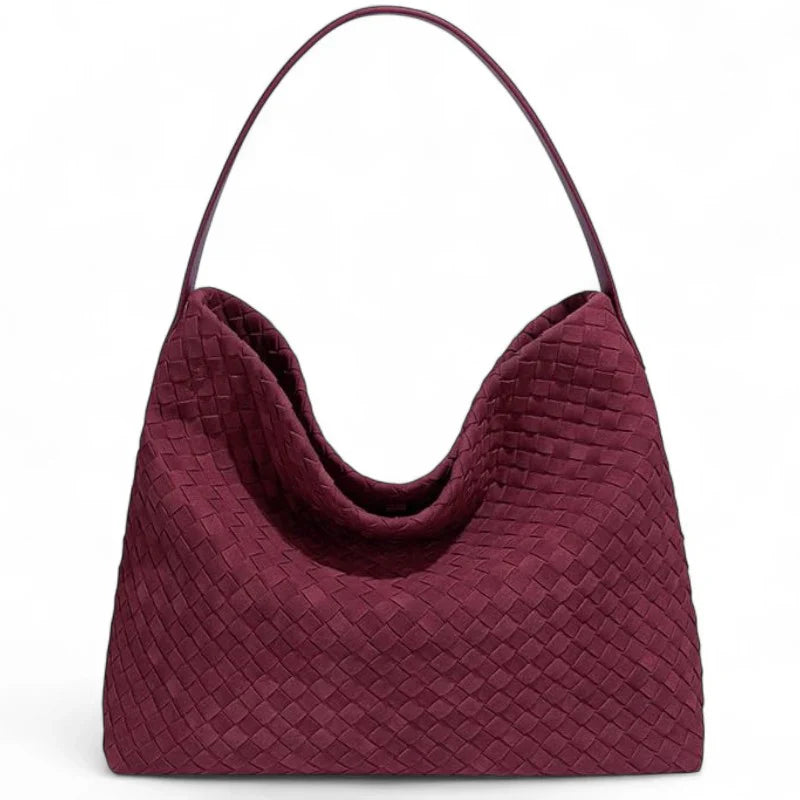 Découvrez MIKA, sac cabas tissé violet framboise grand format pour femmes actives : chic, pratique, compatible ordinateur 15”. Parfait au quotidien !