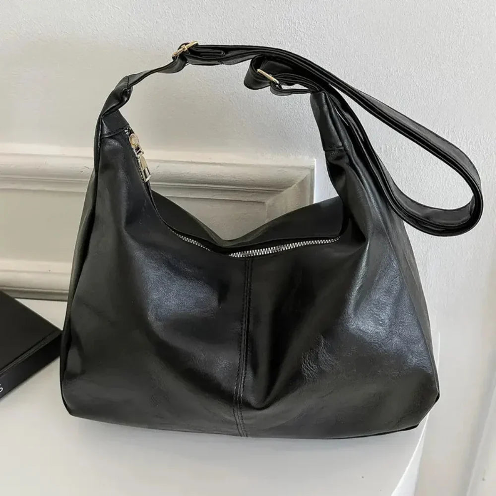 MILA - Sac à Main Bandoulière Tendance en Cuir noir pour femme, élégant et pratique