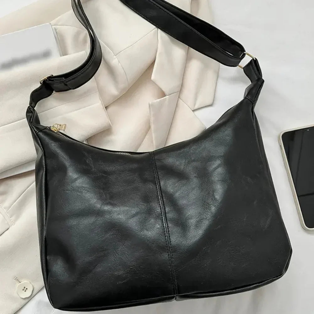 MILA - Sac à Main Bandoulière Tendance en Cuir noir pour femme, élégant et pratique