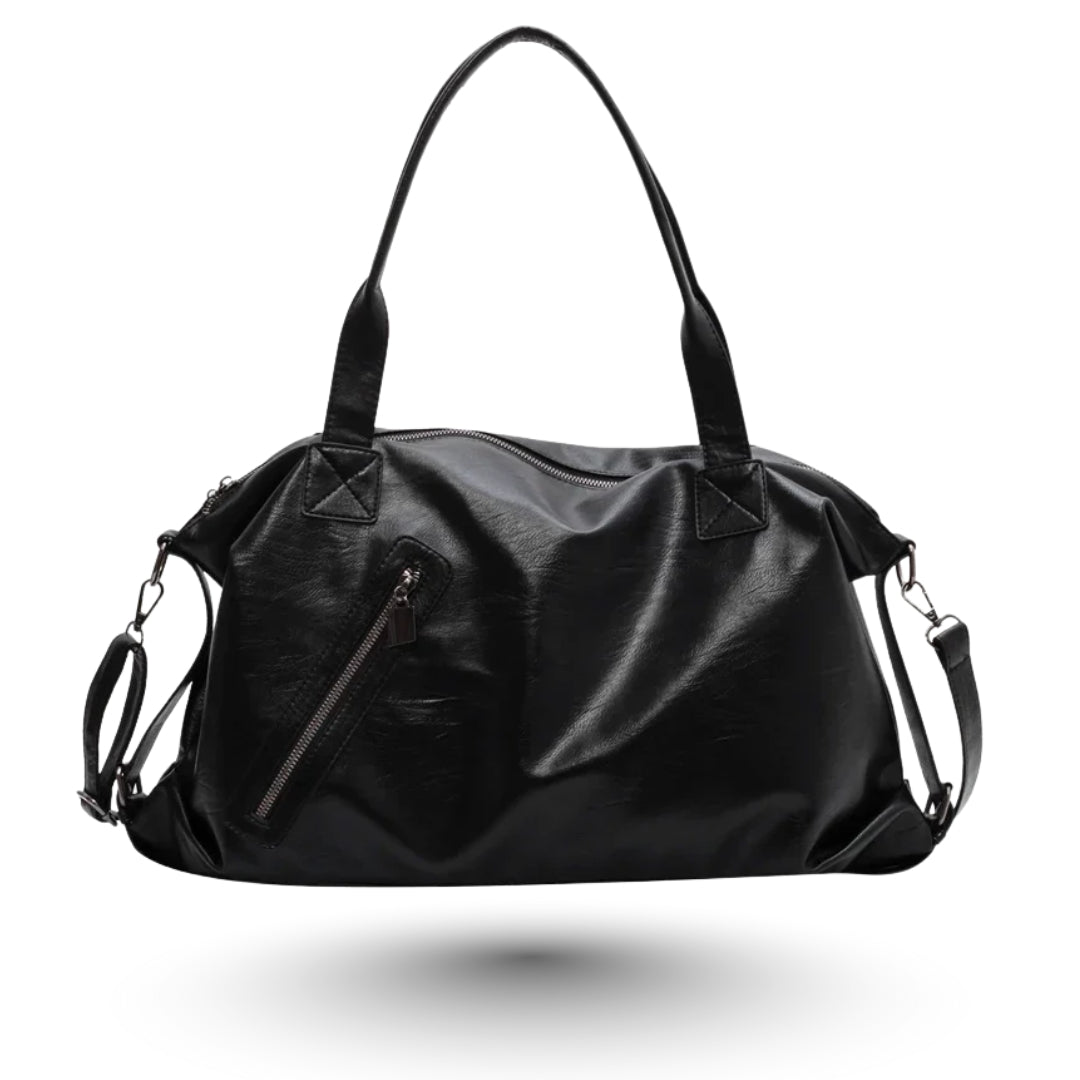 NATALIA – Sac en cuir souple noir pour lycée, spacieux et élégant, idéal pour transporter cahiers et ordinateur.