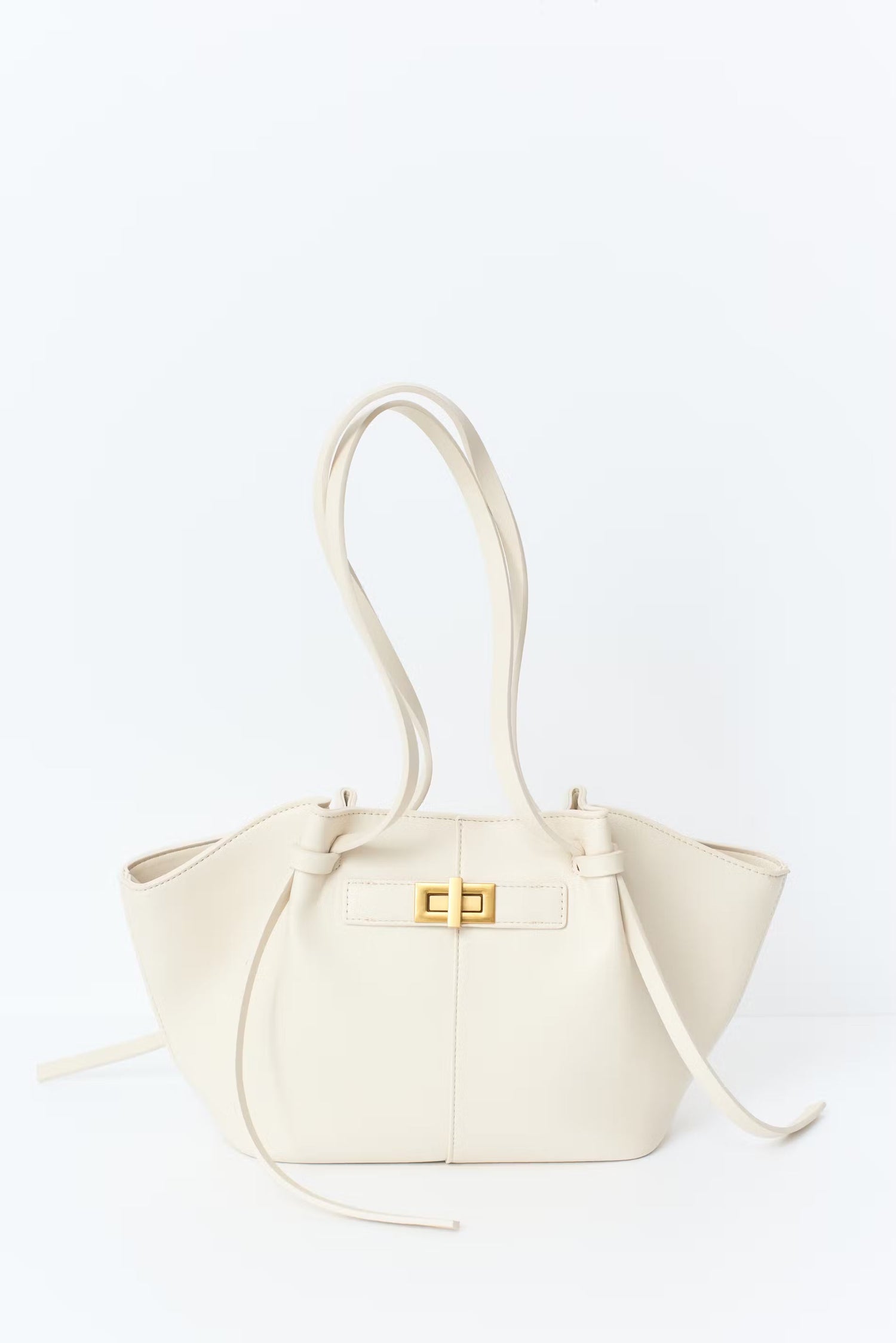 sac cabas cuir blanc KATE à grandes anses, élégant et pratique, en cuir brun avec boucle raffinée et compartiment intérieur