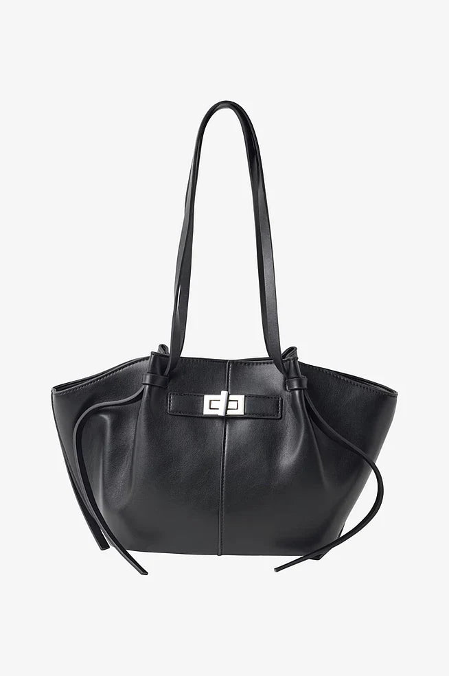sac cabas cuir noir KATE à grandes anses, élégant et pratique, en cuir brun avec boucle raffinée et compartiment intérieur