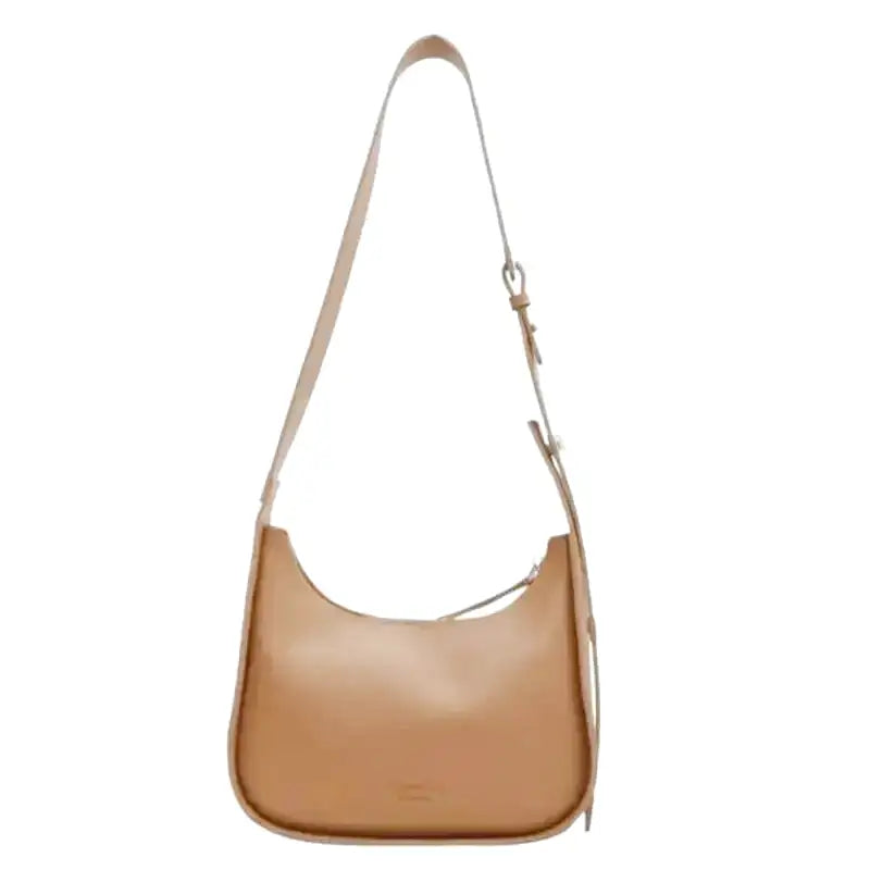 SIRINA - Sac à main bandoulière en cuir souple camel, élégant et pratique pour femme