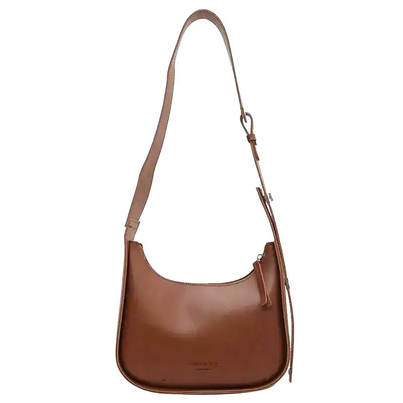 SIRINA - Sac à main bandoulière en cuir souple marron, élégant et pratique pour femme
