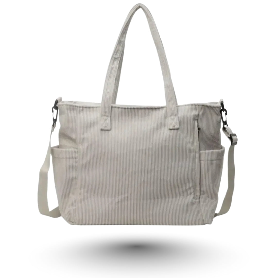 SORAYA – Grand sac en velours côtelé blanc spacieux et élégant pour vos cours et sorties